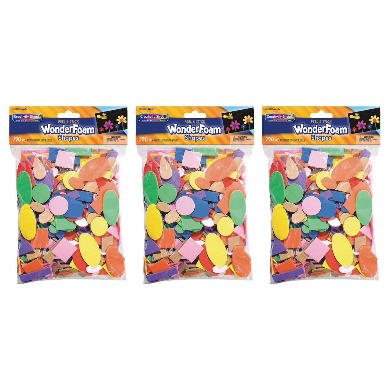 Creativity Street® WonderFoam® Peel & Stick Shapes, 3 packs of 720